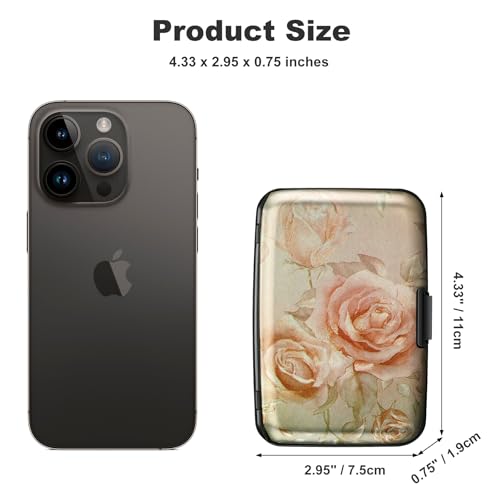 Image of ELFISH Mini RFID Aluminum Wallet Credit Cards Holder Business Card Case Metal ID Case for Men Women(Champagne rose)