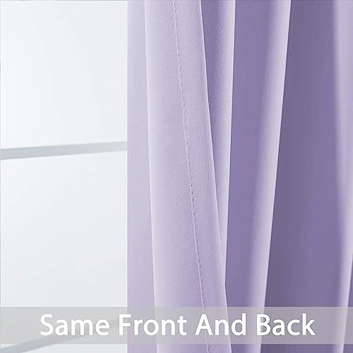 Yakamok Blackout Curtains Room Darkening Thermal Insulated Window Panels,Solid Grommet Top Drapes for Bedroom/Living Room(52Wx90L, Lilac, 2 Panels)