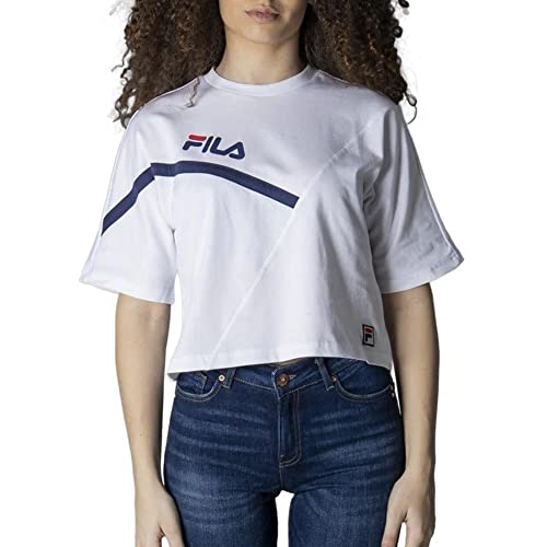 Fila T-Shirt Femme Zug avec coupe courte et ample, le confort du coton blanc