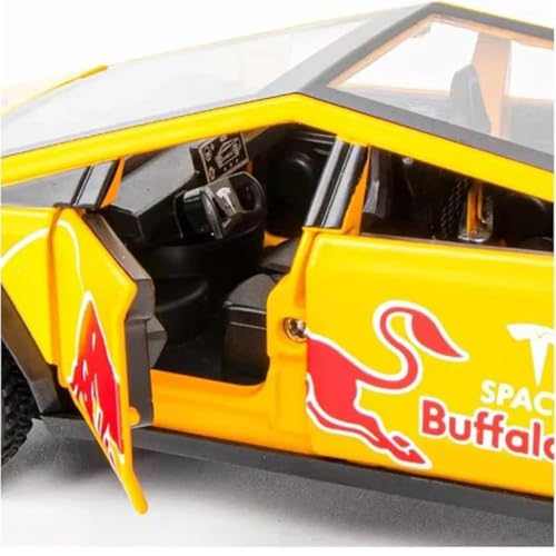 Image of 1:32 Tesla Cybertruck Red Ball Edition - Yellow Alloy Diecast Pullback Metal Car Toy