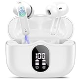 Wireless Earbuds, Bluetooth 5.4 Headphones Bass Stereo, Ear Buds with Noise Cancelling Mic, IP7 Waterproof in Ear Earphones, 36H LED Display Bluetooth Earbuds for Laptop Pad Phones Sports, White