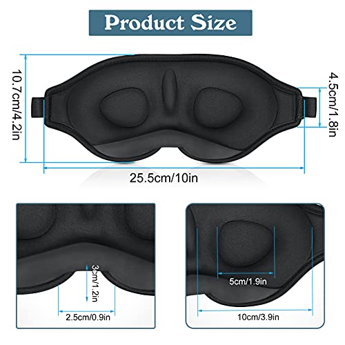 3D slaapmasker voor dames en heren, 3D verstelbare elastiek, oogmasker, lichtblokkerende oogafdekking, slaapbril, slaapmasker, huidvriendelijk zijden slaapmasker, slaapmasker voor reizen, dutjes, yoga - Image 3