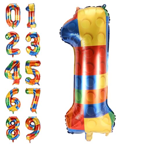 XIHIRCD Numeri di Palloncini da Costruzione, 81cm Palloncino in Mylar con Foil di Elio Grande da per Feste a Tema per Feste per Bambini Decorazioni per Feste di Compleanno per Ragazzi e Ragazze (1)