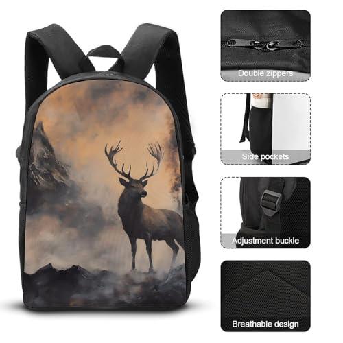 Red Deer Misty Peaks Classic Backpack Lunch Bag Pencil Case 3 Piece Set Travel Daypack3