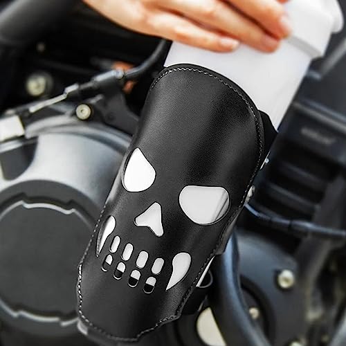 Portavasos de motocicleta universal con diseño de calavera en cuero PU miniatura 6