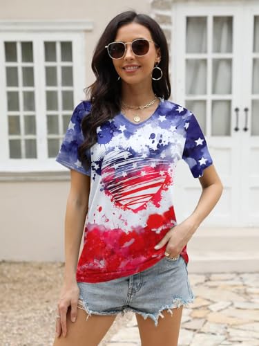 Red White and Blue Tie Dye Shirt Womens 4th of July Tops Patriotic Shirts American Flag Tshirt Independence Day Outfit2