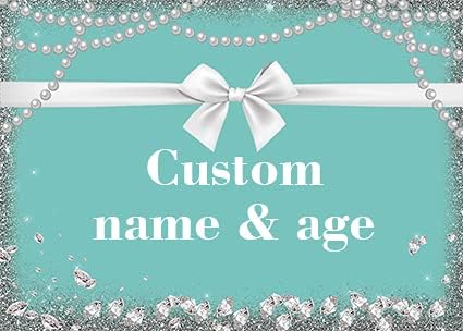 Custom Tiffany Breakfast Blue Bow-Knot Backdrop Turquoise Diamonds Sweet 16 Birthday Party Background Baby Shower Bridal Shower Wedding Party Cake Table Decorations 6x4FT