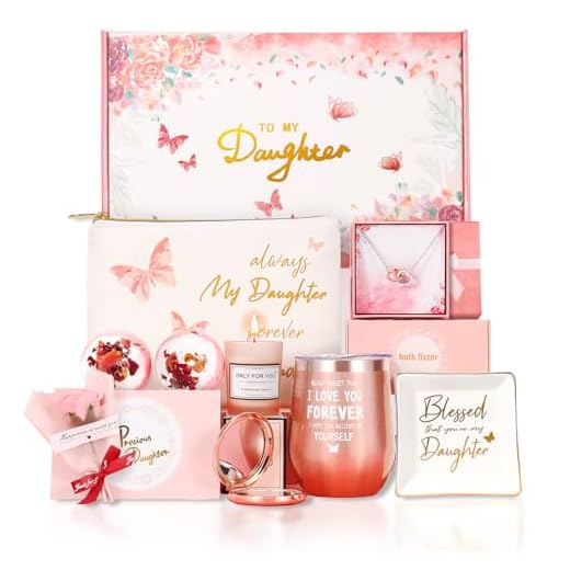 Caixa de presente para filhas, cesta de presente de aniversário para filha adulta, presente de spa presente sincero para mulheres e meninas da mamãe pai, conjuntos de presente para formatura,