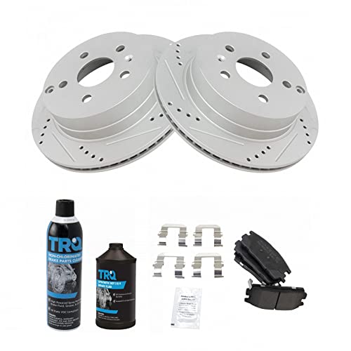 Image of TRQ Rear Performance Brake Pad & Rotor Kit, with Chemical Kit Semi-Metallic Premium G-Coated Compatible with 2010-2017 Chevrolet Equinox GMC Terrain