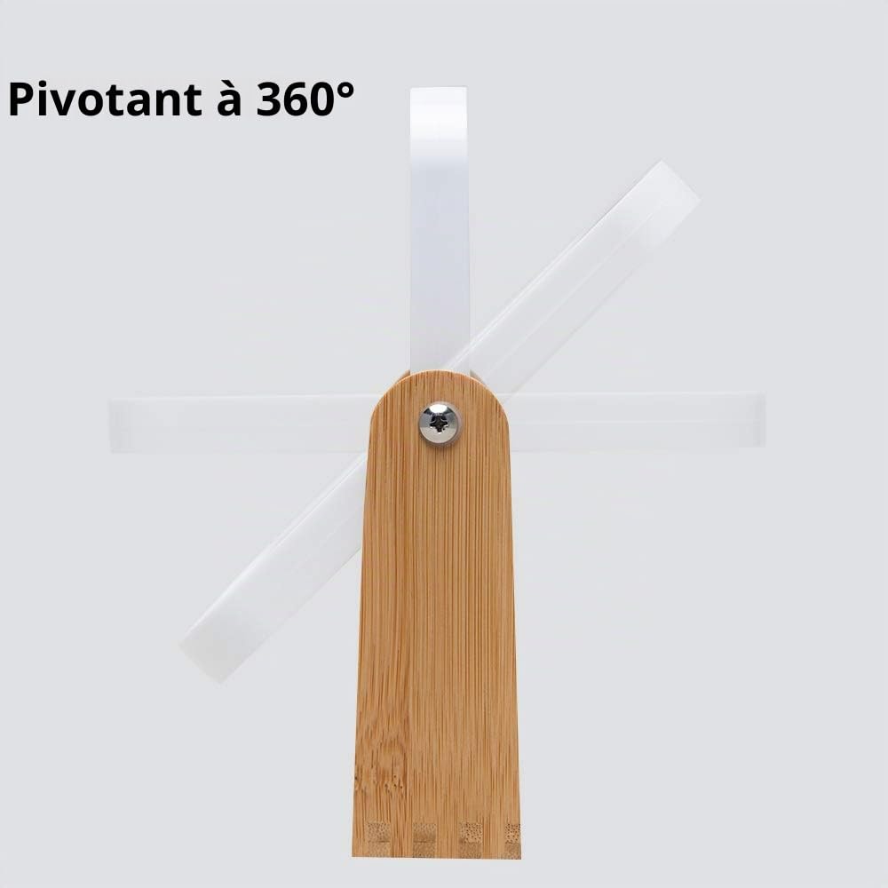YEAKE Miroir de Maquillage avec Support en Bambou Naturel, Miroir cosmétiques grossissant Double Face 1X/2X avec Rotation à 360 degrés, Miroir de Table Portable pour Salle de Bain - Blanc