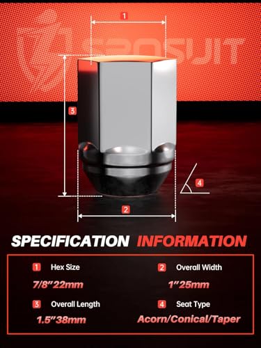 Image of Sposuit M14x1.5 Lug Nuts - Replacement for 1999-2024 Chevy Silverado 1500, 2009-2024 Traverse, 2015-2024 Colorado, 2001-2024 Tahoe - OEM Factory Style Closed End Chrome Lug Nut#611-330 9598179(24 Pcs)