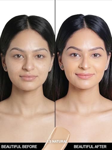 Image of FLiCKA The Base Story Cream Foundation for Face Makeup 8.5gm | Medium to High Coverage | Waterproof & Long Lasting | Smooth & Matte Finish with SPF | All Skin Types | 1.5 Natural