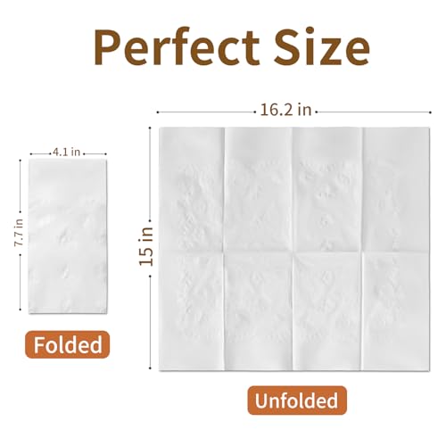 JOWLOT Disposable Napkins, 2-Ply 300 Count Paper Dinner Napkins, White Napkins Bulk for Wedding Party Bathroom and Everyday Use (16.2\" X 15\")