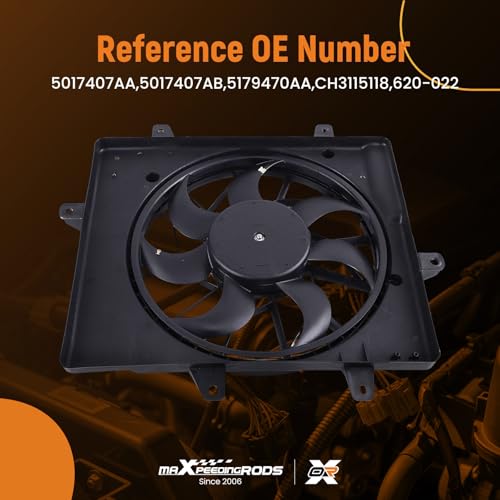 Image of maXpeedingrods 620-022 Engine Radiator Cooling Fan Assembly forChrysler PT Cruiser 2.4L 2001-2005 Replace# 5017407aa 5017407ab