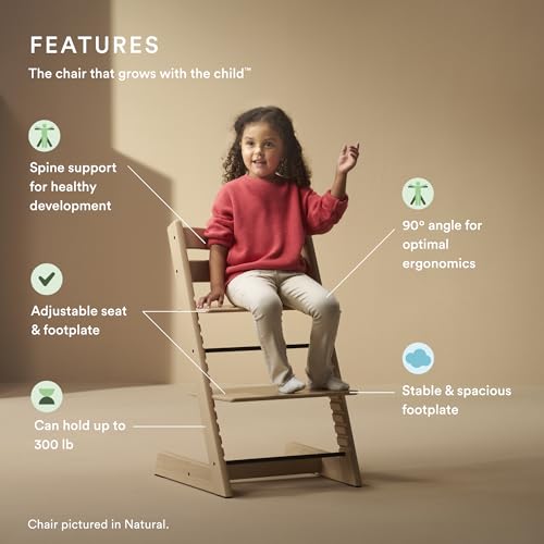 Image of Stokke Tripp Trapp Chair, Adjustable Wooden High Chair, Hazy Grey | Convertible Chair for Toddlers, Children & Adults, Convenient, Comfortable & Ergonomic, Classic Design, Fits at Dining Table