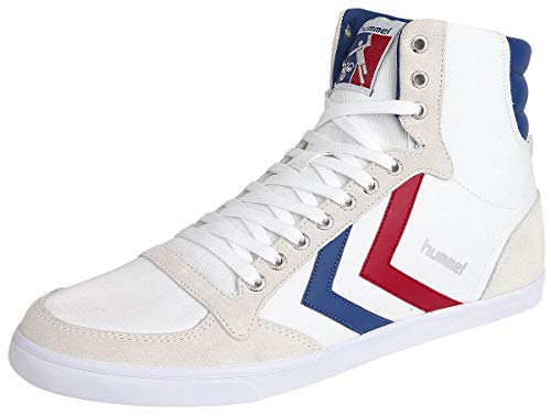 hummel Ten Star High Canvas Baskets montantes en toile pour homme Blanc/bleu/rouge Taille 44, Blanc Bleu Rouge Gum, 44 EU