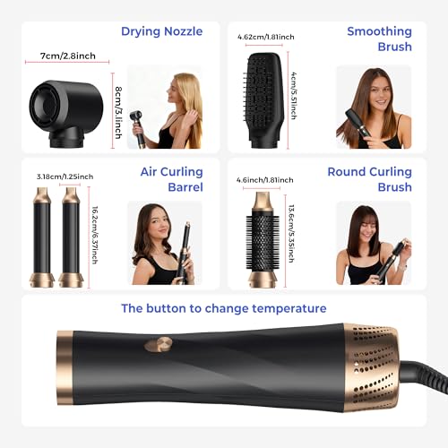 Image of 5 in 1 Blow Dryer Brush, Negative Ion Hair Dryer Brush Set Upgrade Hot Air Brush Air Styler Curling Wrap Air Curler, Curling Iron Hair Styling Tools As A Gift for Straight /Curl /Drying /Smoothing