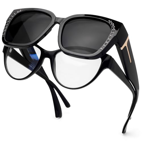 Face Shadow Polarized Sunglasses Fit Over Glasses, Sunglasses for Women to Go Over Glasses UV Protection Lightweight -K3C24