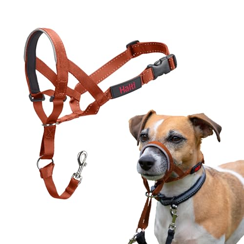 Image of Halti Headcollar for Dogs | Size 1, Burnt Orange | Stop Your Dog Pulling on the Leash | Adjustable, Reflective, Lightweight | Padded Nose Band | Training Collar for Small Dogs