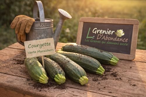 10 graines à semer - Le Grenier d'Abondance - COURGETTE Verte des Maraichers non coureuse - Curcurbita Pepo
