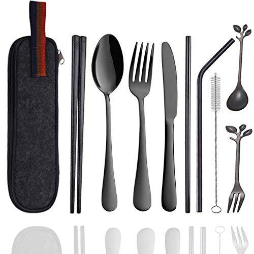 Busnos Travel Utensils Set with Case Reusable Stainless Steel Silverware