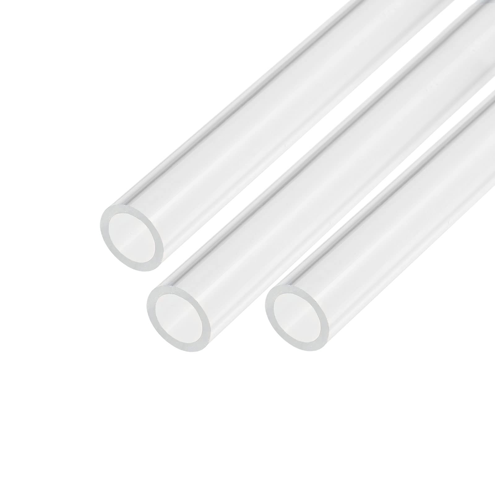 MECCANIXITY Acrylic Pipe Clear Rigid Round Tube 3pcs 12mm(1/2") ID 16mm(5/8") OD 6" for Lamps and Lanterns, Water Cooling System