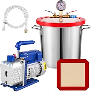 Bestauto 3 Gallon Vacuum Chamber 4 CFM Vacuum Pump Single Stage Pump 3-Gallon Silicone Expoxy Degassing Kit
