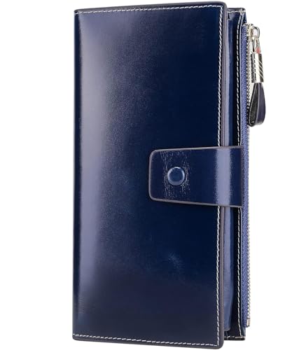 Image of Itslife Womens RFID Blocking Large Capacity Luxury Wax Genuine Leather Wallet Clutch Card Holder