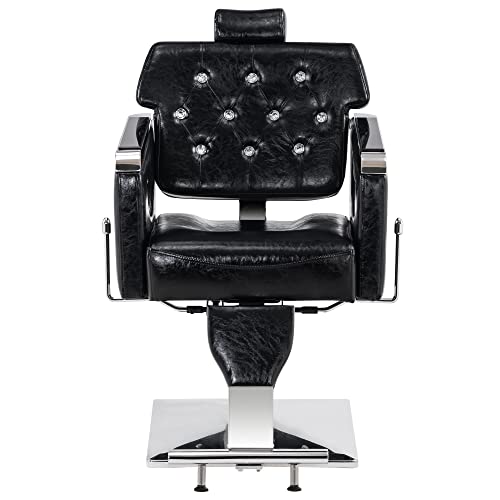 Barberpub Barber Chair Reclining Salon Chair For Hair Stylist, Antique Hair Spa Salon Styling Beauty Equipment 8132 (Black) #TOP1