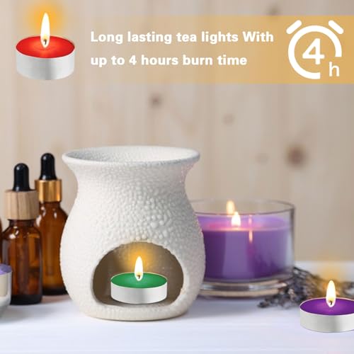 28 Stück Teelichter Kerzen Bunte Teelicht Farbig Farben, Sauber Brennende, Rauchfreie Farbigen Teelichter, Mini Teelicht Deko Kerzen Farbkerzen für Hochzeitszeremonien Bad Spa Halloween Weihnachten
