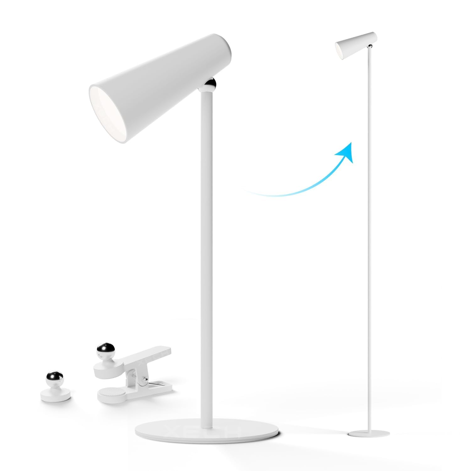 Gladnes Magneto II XL 5-in-1 LED Table Lamp Rechargeable Desk & Floor Lamp with USB-C, Adjustable Brightness, Powerful Magnetic Attachments Portable Study & Reading Light (White)