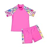 Mädchen Tankini Floral Druck Badeanzug Bademode Set Zweiteiler Tops mit Shorts