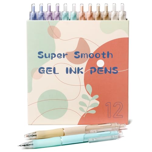 BBZHUO Ultra Fine Pens for Writing 0.38 Retractable Black Rollerball Gel Ink Smooth Writing Japenses Style Pens Set,Non Bleed,No Smear & Smudge for Journaling Sketching Drawing,12 Counts