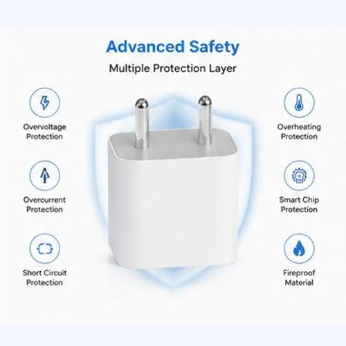 Image of 20w 3.0 PD Super Fast Charger with Type C to C Cable Compatible with iPhone 17 Pro Max /17 Pro /17 Air /17, iPhone 16 Pro Max /16 Pro /16 Plus /16 & 15 /14 |Original Charging Speed| BIS Certified