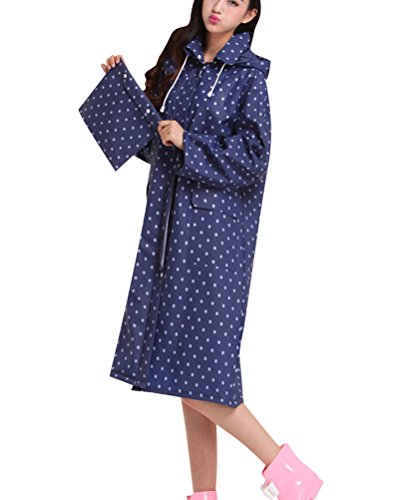 PengGeng Damen Dicker Leichte Regenjacke Mit Kapuze Wasserdicht Atmungsaktiv Regenmantel Blau Punkt PengGeng Damen Dicker Leichte Regenjacke Mit Kapuze Wasserdicht Atmungsaktiv Regenmantel Blau Punkt