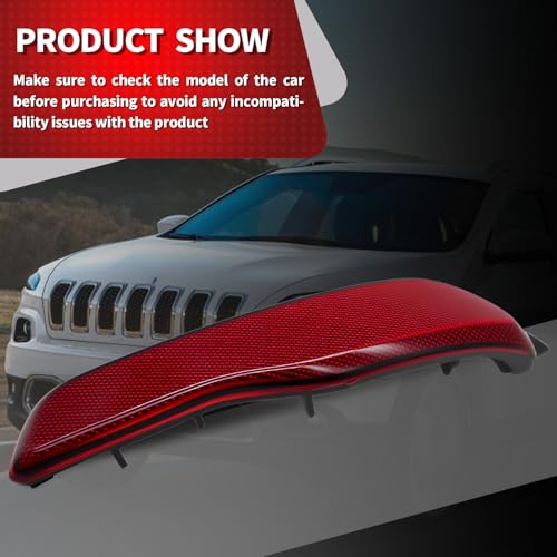 Image of Nakkaa Right Rear Bumper Reflector 68105144AC Compatible with Cherokee 2014 2015 2016 2017 2018 Passenger Side