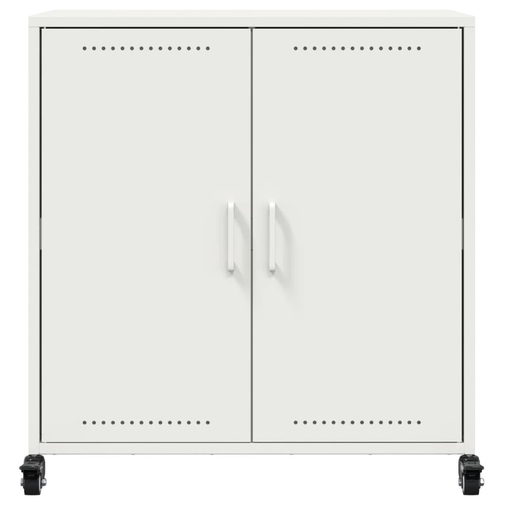 vidaXL Buffet, Armoire avec Porte, Placard avec Rangement, Organisateur de Salle de Séjour Salon Maison Intérieur, Blanc 68x39x72 cm Acier