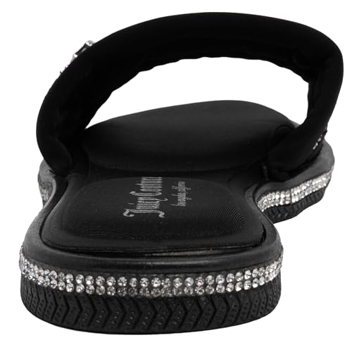 Image of Juicy Couture Women's Slide Sandals - Glitter Bling Open Toe Sparkle Flats - Dressy Summer Casual Footwear
