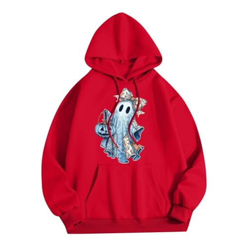 Halloween Hoodies for Women 2025 Fall Fashion Long Sleeve Cute Ghost Graphic Lightweight Hoodie with Pockets