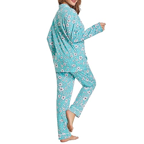 Image of Tugege Pajamas Set Long Sleeve Sleepwear Womens Button Down Nightwear Pj Sets