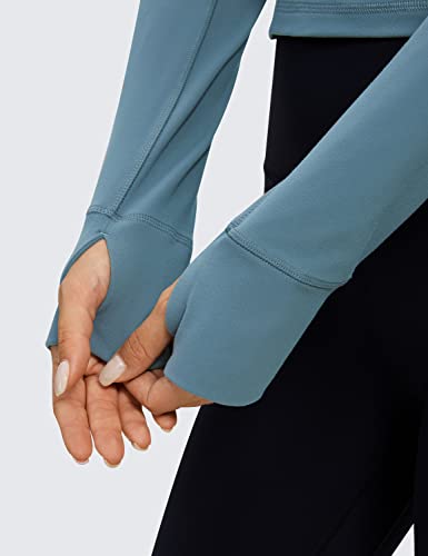 Image of CRZ YOGA Butterluxe Half Zip Long Sleeve Shirts for Women - Workout Athletic Yoga Tops Crop Collared Quarter Zipper T-Shirt