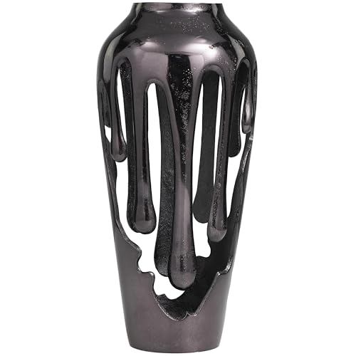 Image of Deco 79 Aluminum Metal Abstract Vase, Vase 7 inch x 7 inch x 15 inch, Black