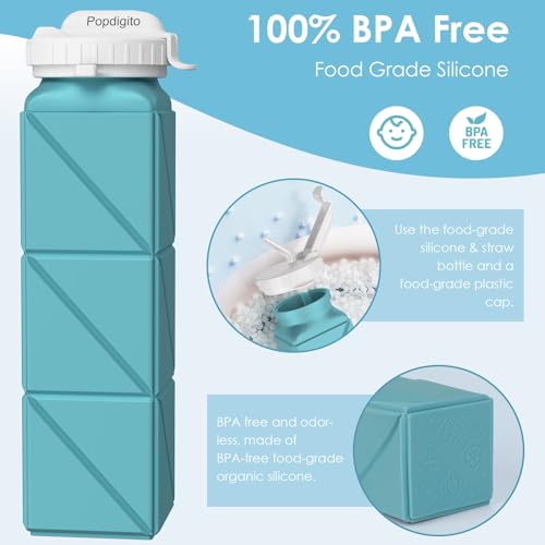 Collapsible-Water-Bottles-207oz-Collapsible-Water-bottle-Leakproof-with-Straw-Lid-Food-Grade-BPA-Free-Silicone-Travel-Foldable-Water-Bottles-for-Sports-Office-Gym-Hiking-Driving-610ML