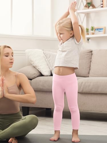 5 Pack Girls Cotton Leggings Full Length Soft Comfortable Leggings Elastic Waistband Stretchy Footless Tights Pants4