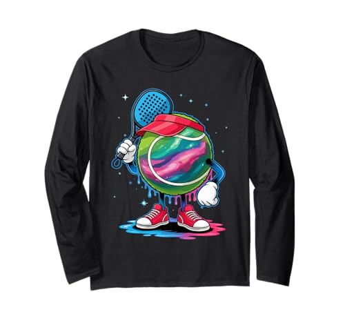 Colorful Galaxy Tennis Ball Padel Racket Fun Manga Larga