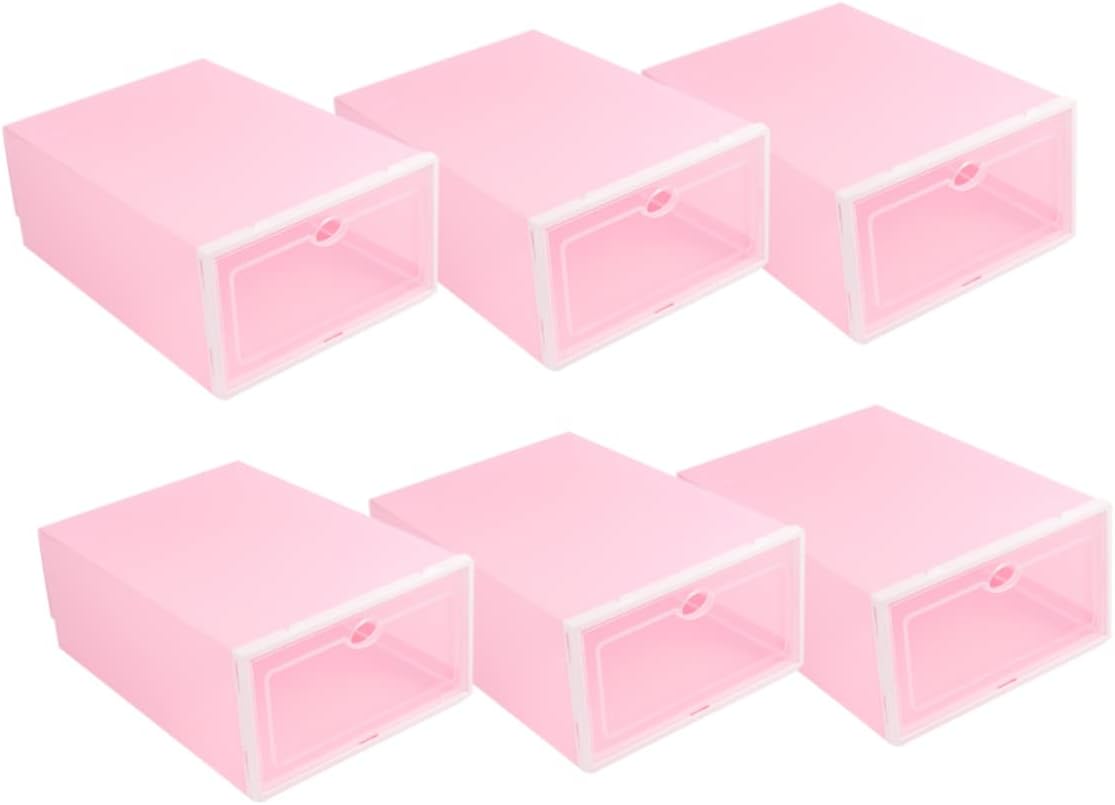 CHILDWEET 6PCS Thick Shoe Box Set Stackable Plastic Shoe Storage Container Sturdy Organizer for Sneakers Easy to Reach Storage for Closet and Entryway