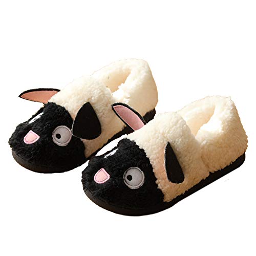 Byjia Warmer Fuzzy Slipper Frau Winter Gemütlich Weich Thermo rutschfest Haus Schuhe,Schwarz,39~40