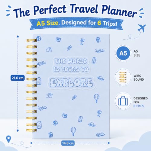 Image of Travel Journal & Diary for 6 Trips - A5 Guided Trip Planner, Bucket List & Travel Memory Book (Explorer)