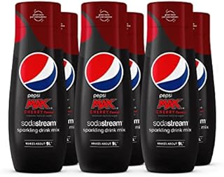 SodaStream Pepsi Max Cherry, Soda Mix for Carbonated Low Calorie Cherry Cola Flavoured Drink, Official Sparkling Soft Drink Flavour with No Sugar  440 ml, Pack of 6