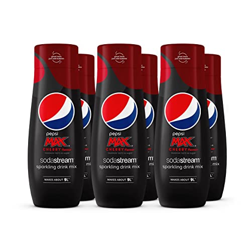 SodaStream Flavours Pepsi Max Cherry Sparkling Drink Mix, Soda & Fizzy Drink Maker Concentrate, Diet Pepsi with Maximum Taste & No Sugar, Official Pepsi Cola x SodaStream Syrup - 6 x 440ml Multi Pack